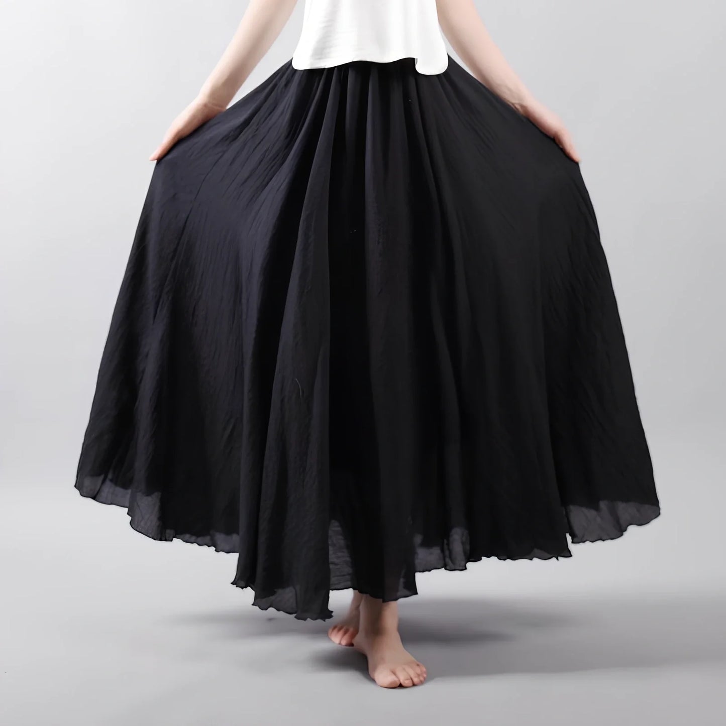 Women's cotton-linen blend A-line summer skirt with big pendulum design in various colours