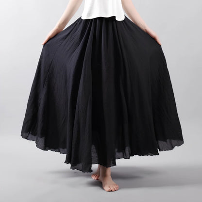 Women's cotton-linen blend A-line summer skirt with big pendulum design in various colours