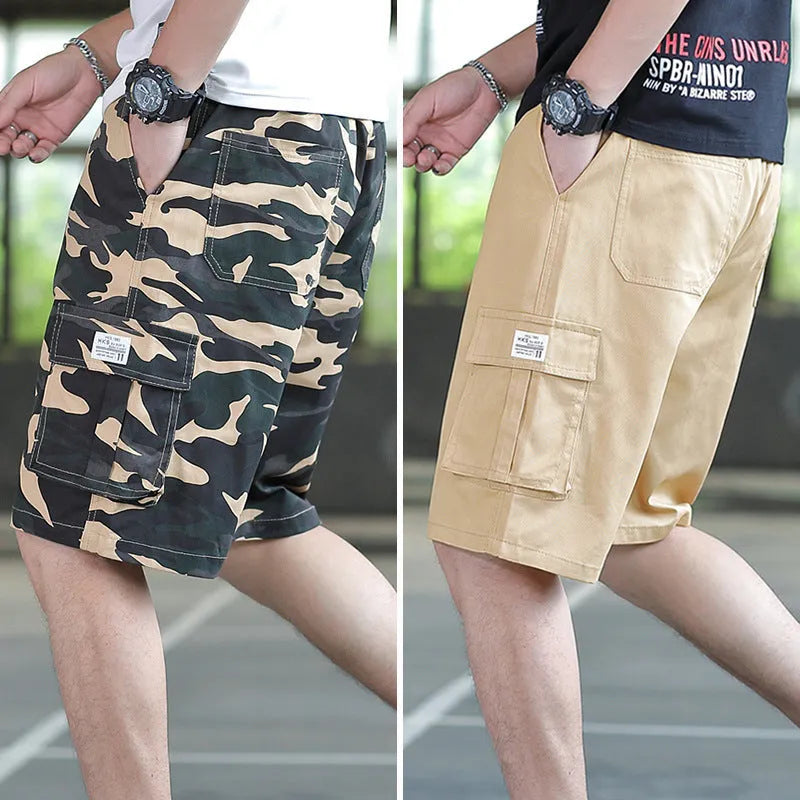 Men's loose fit trousers in army green colour, showing Korean style casual design.