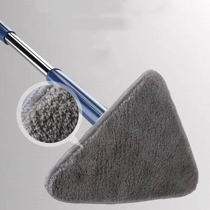 Extendable Triangle Mop with 360° rotatable head for deep cleaning in blue and white