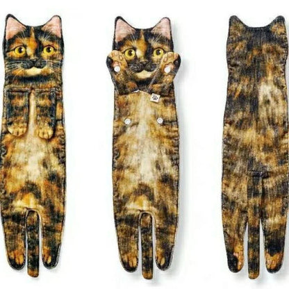 Long cat shape hand towels in various colors for bathroom and kitchen use