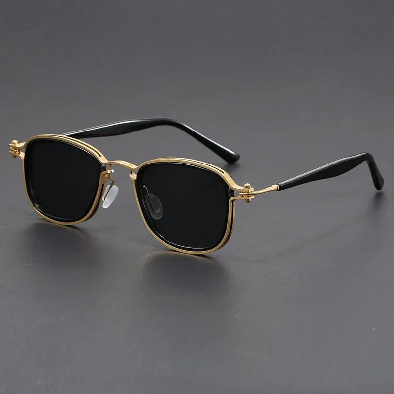 Retro square frame sunglasses with metal and plastic construction in various colour options.