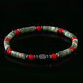 Men's Bohemian cylindrical natural stone beads string bracelet hand-woven construction