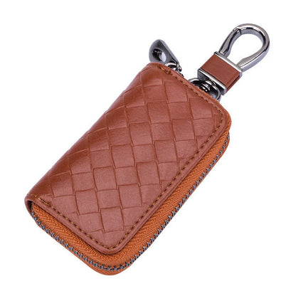 Men's woven leather car key case in various colours