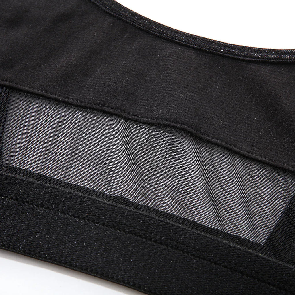 Women's black underwear set with fixed double shoulder straps and full cup design
