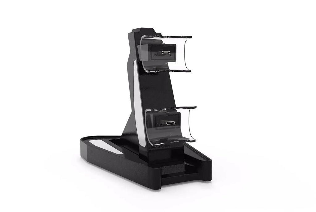 PS5 handle charger with turn light, ABS build, 12.7 x 17 x 6.5 cm, available in white and black