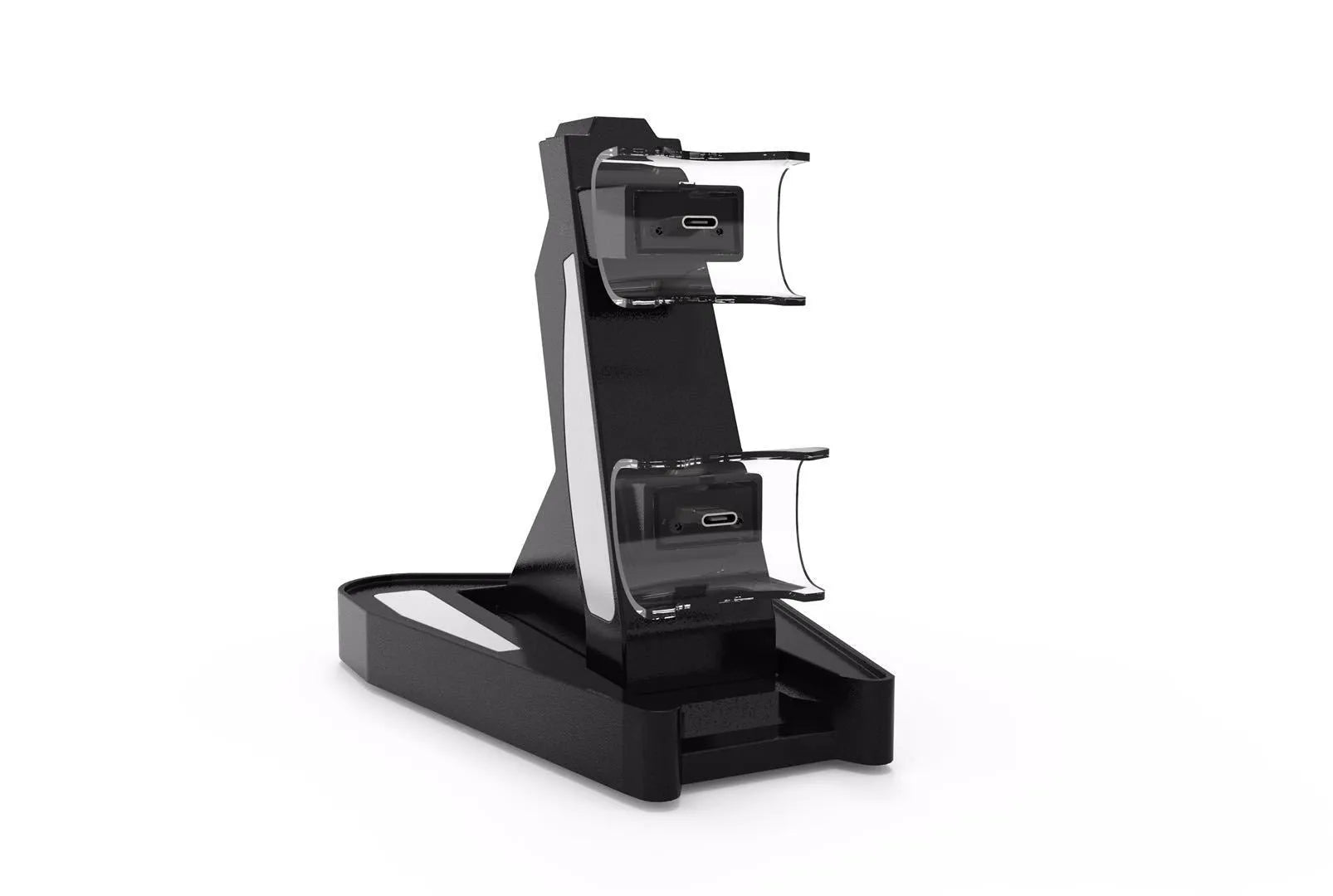 PS5 handle charger with turn light, ABS build, 12.7 x 17 x 6.5 cm, available in white and black