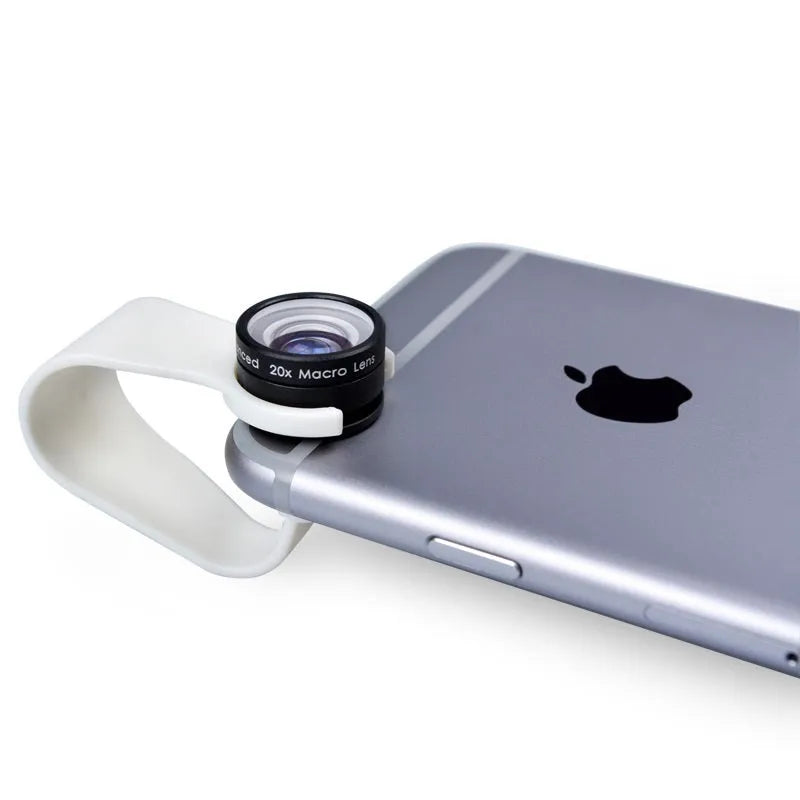Macro phone lens with aluminium shell and clip, black colour option