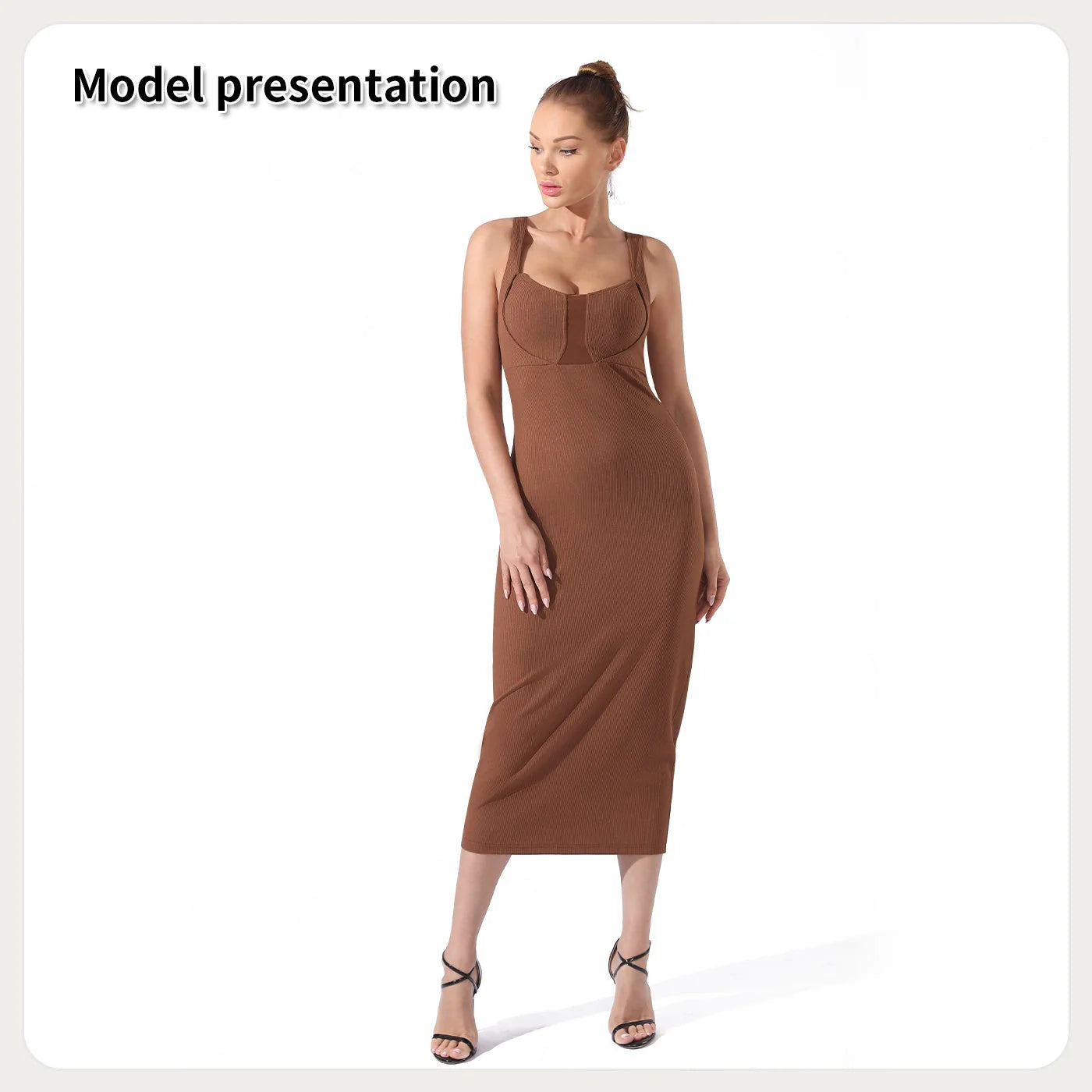 Women's lightweight polyester dress in black and coffee colours, sizes S to 3XL