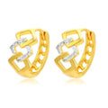 Gold geometric hollow-out earrings with colour separation detail and simple electroplated design