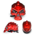 Skull art motorcycle helmet in ABS plastic available in multiple sizes and colours