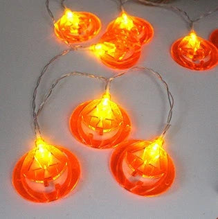 Spooktacular LED string lights with pumpkins, bats, and ghosts for Halloween decor