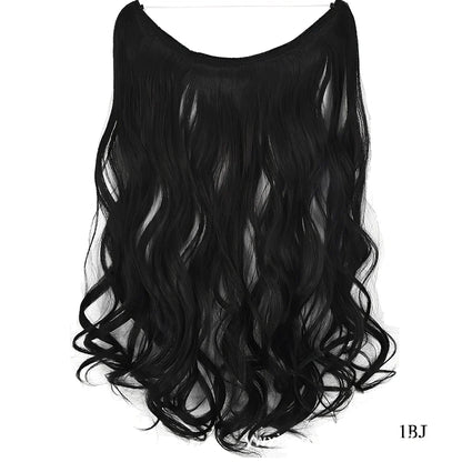 22 inch invisible wire silky straight synthetic hair extensions, 55cm length 80g weight no clips