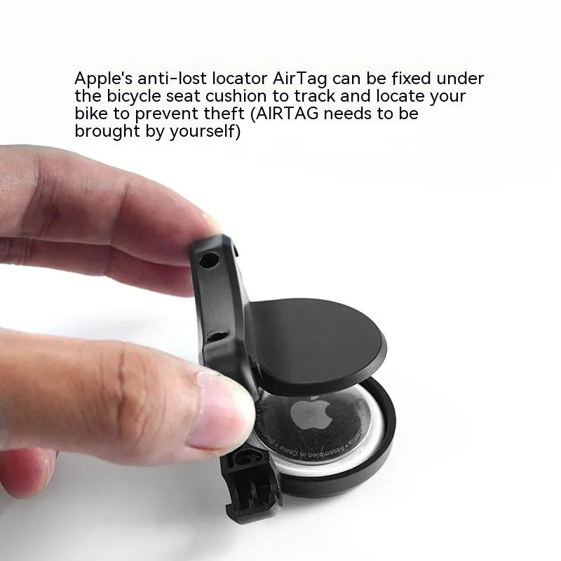 Black ABS plastic bicycle tracking bracket with anti-theft bolts for seat bow mounting