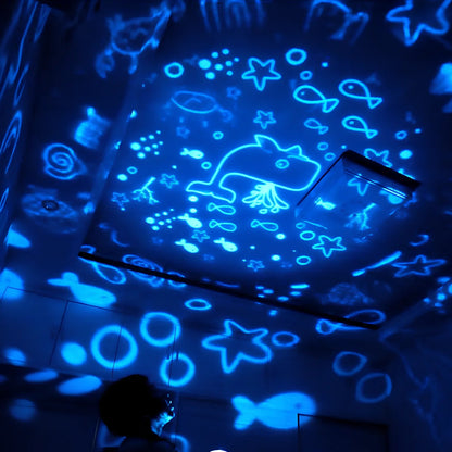 Sky Fall Projector Night Light for kids with 12 constellations, rotating USB 5W lamp in ABS PVC 10cm size