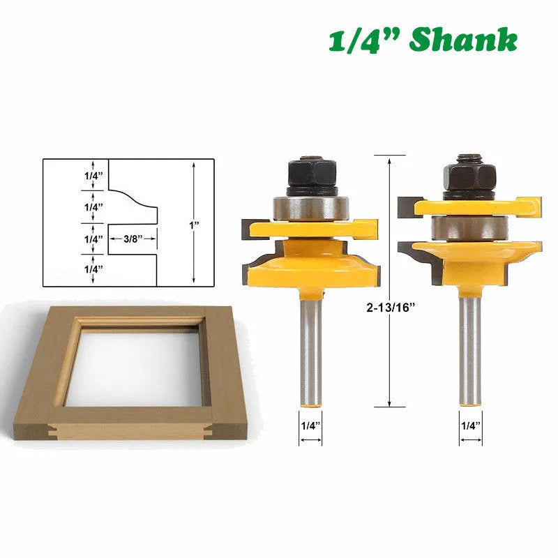 West Tenon Knife two-piece set with hard alloy blades and 1/4 inch shaft for cabinet door construction.