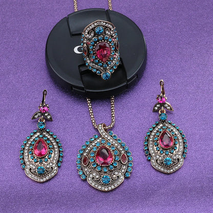 Bohemian style electroplated alloy jewelry set including earrings and necklaces