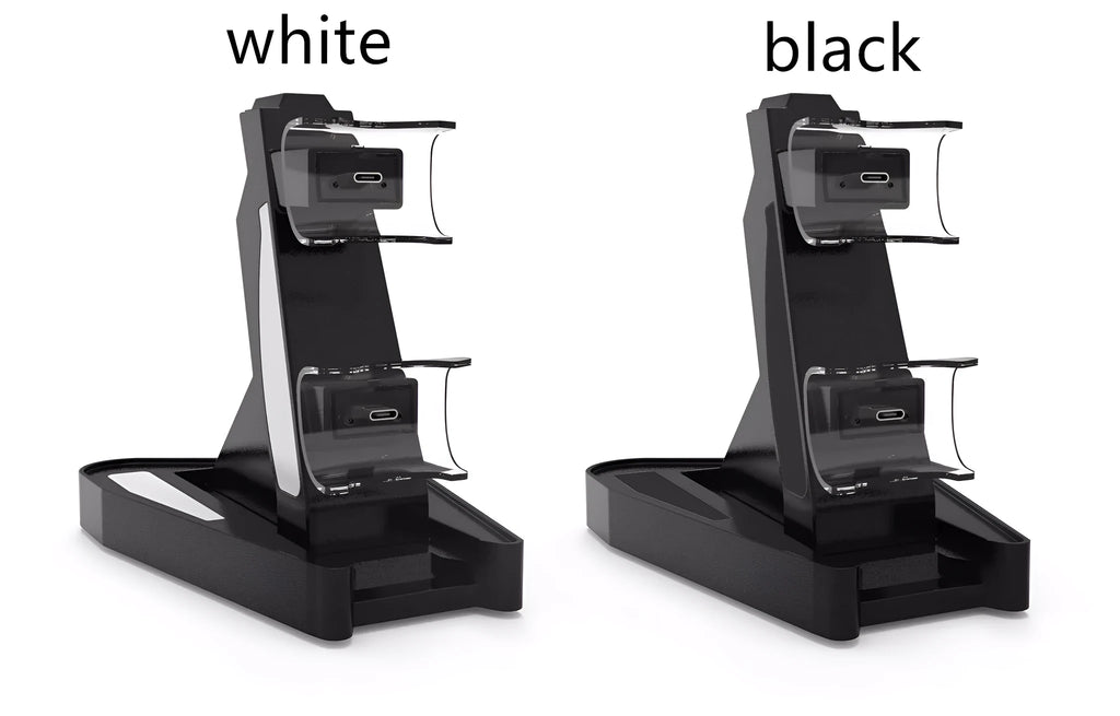 PS5 handle charger with turn light, ABS build, 12.7 x 17 x 6.5 cm, available in white and black