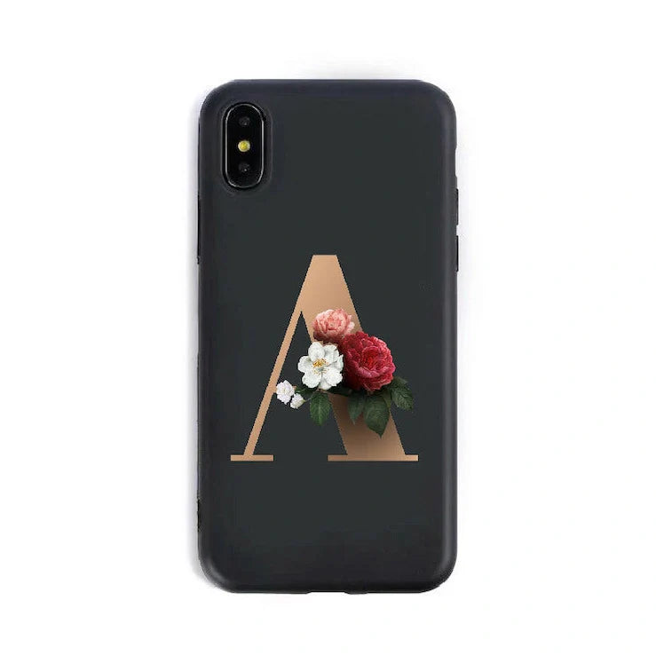 Alphabet silicone phone case showing individual letter design with TPU construction for iPhone protection
