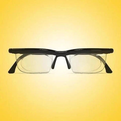 Adjustable focus sight glasses with black frame and polycarbonate lenses