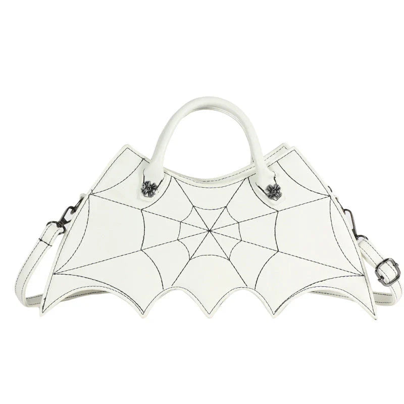 A stylish PU leather shoulder bag with a unique spider web and Batgirl-inspired design, available in a variety of vibrant colors.