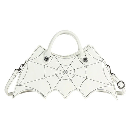 A stylish PU leather shoulder bag with a unique spider web and Batgirl-inspired design, available in a variety of vibrant colors.