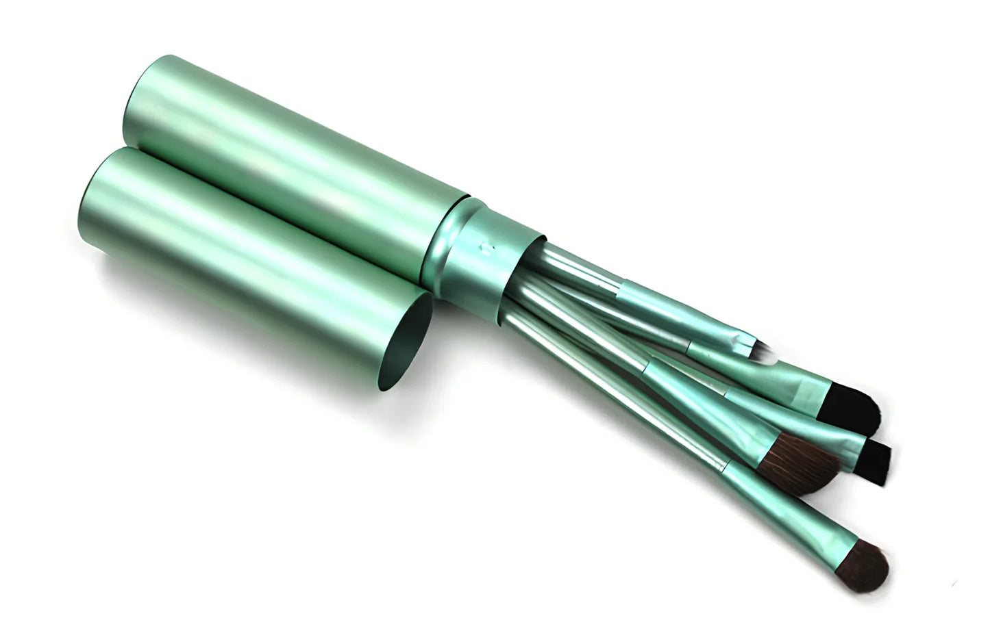 Set of 5 mini eye makeup brushes, 15 cm long, 30 grams, in black gold green pink purple, horse and fiber hair for travel