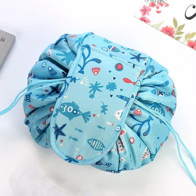 Animal print large capacity drawstring cosmetic storage bag with waterproof oxford cloth