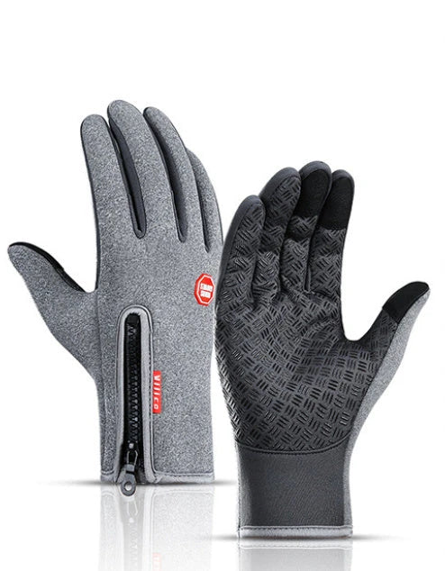 Premium touchscreen motorcycle gloves with polar fleece lining and textured grip for warmth and control