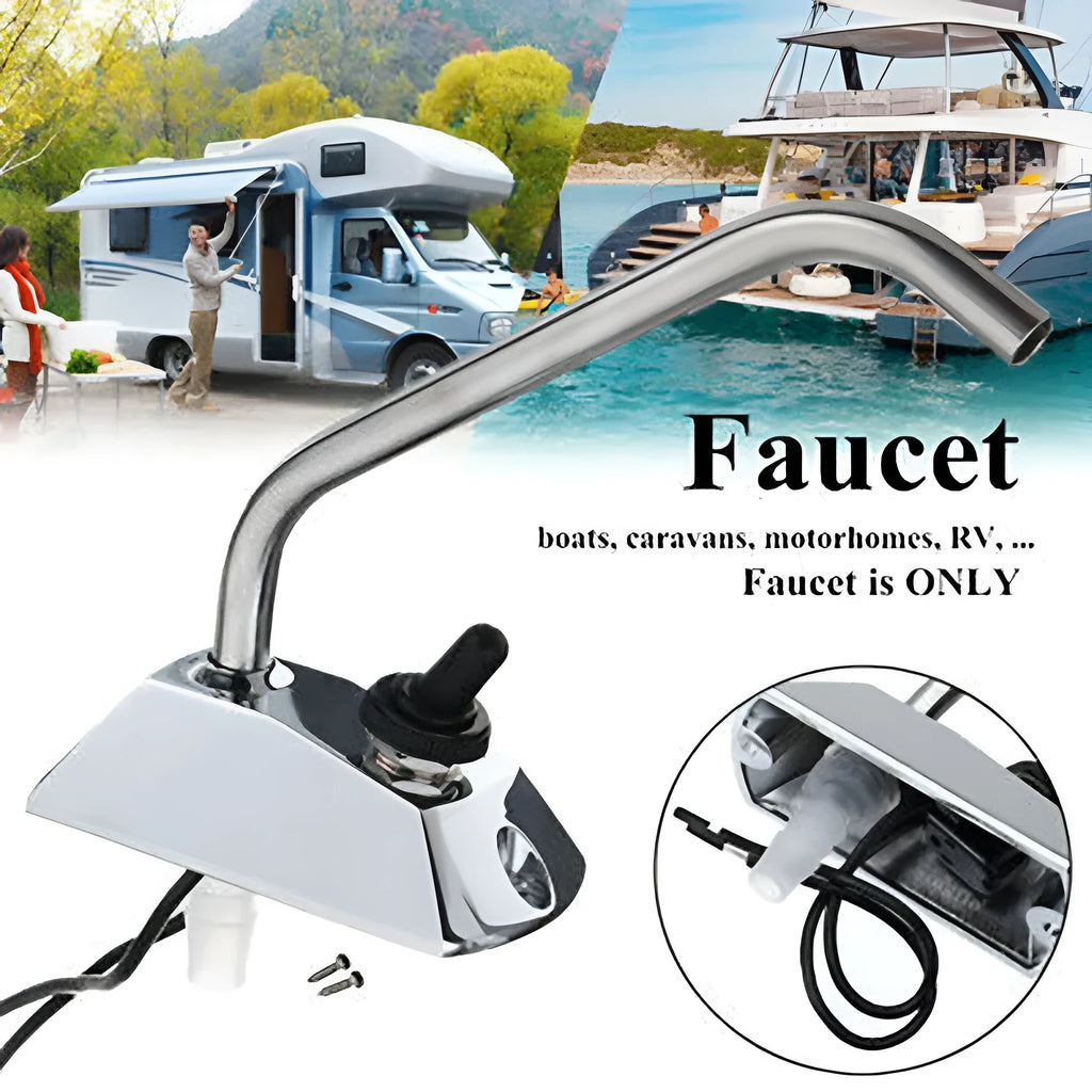 Electronic control rotating RV faucet with mirror polished stainless steel finish