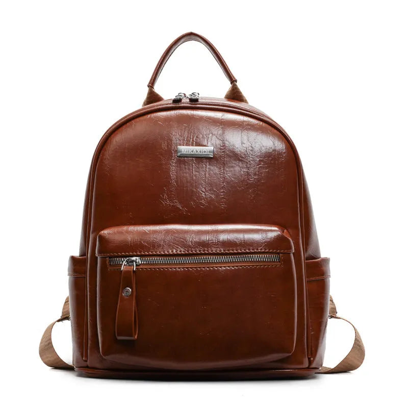 Ladies travel backpack in urban simplicity style, soft PU material, waterproof, with sandwich pocket
