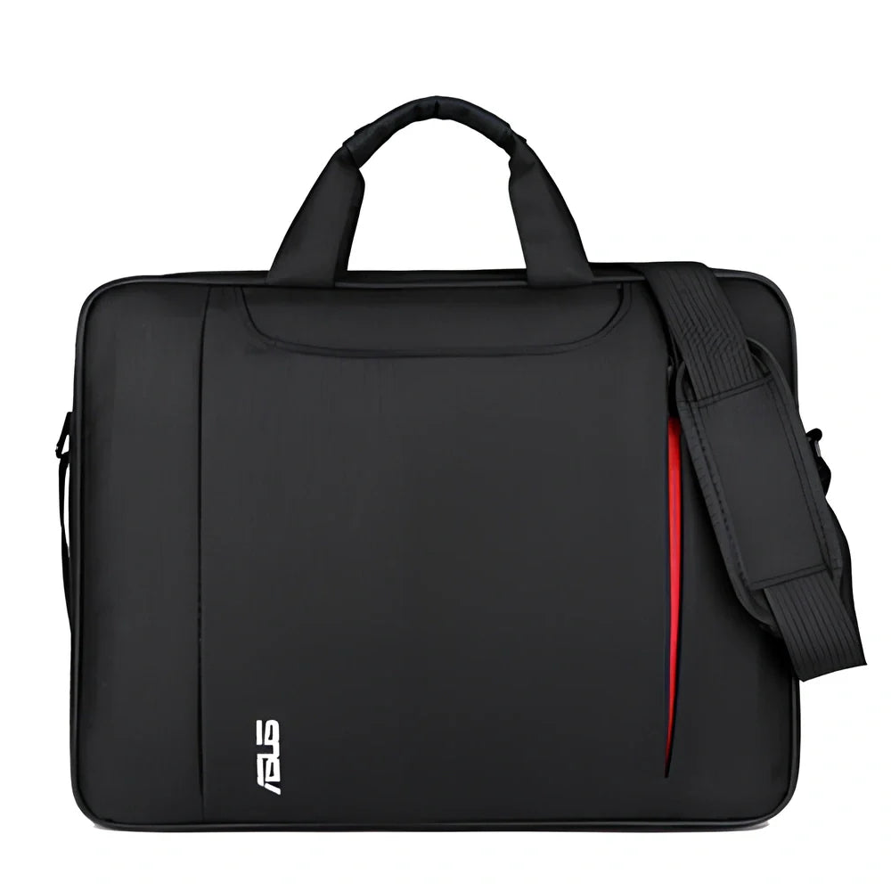 Black diagonal shoulder laptop bag with multiple compartments for 15.6-inch ASUS devices