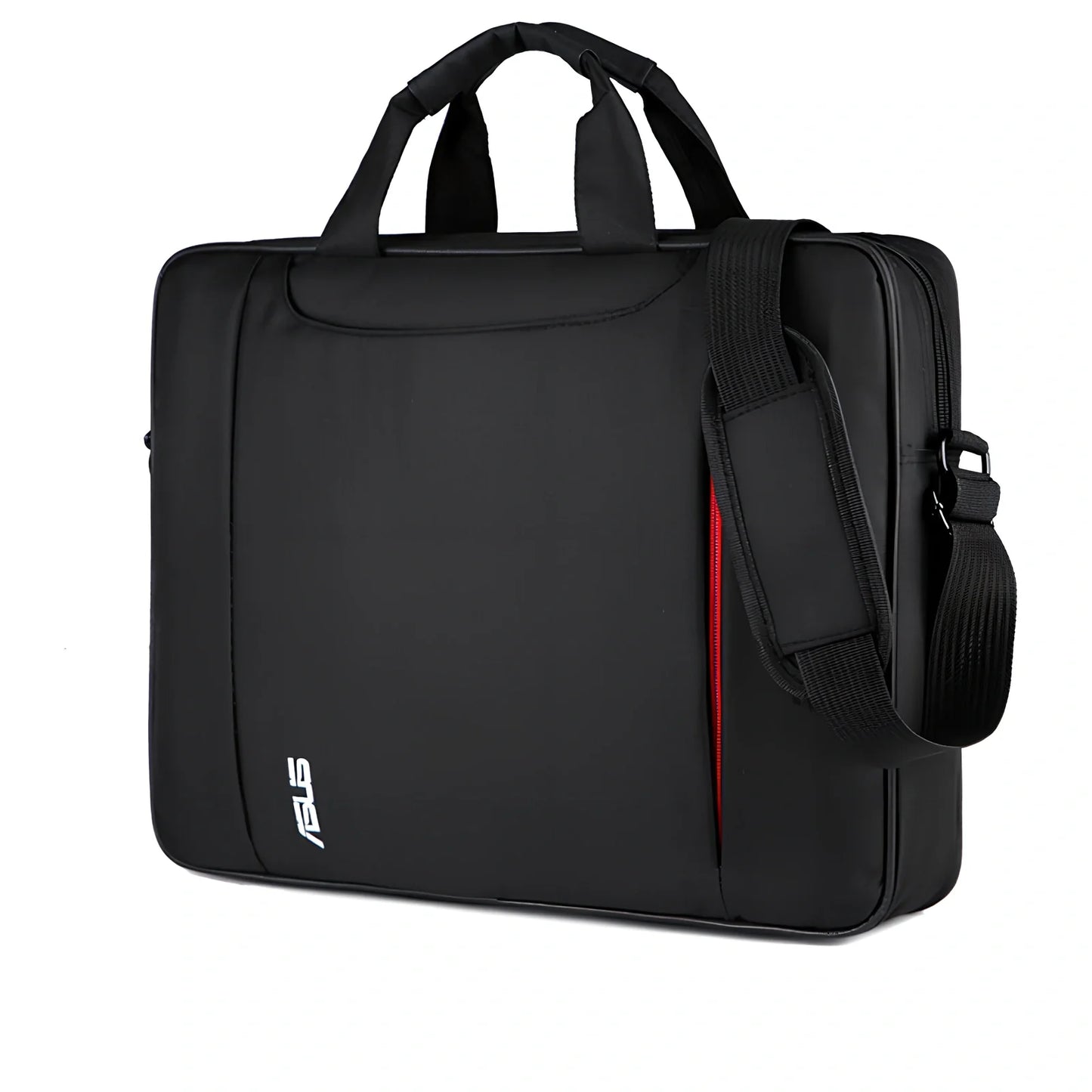 Black diagonal shoulder laptop bag with multiple compartments for 15.6-inch ASUS devices