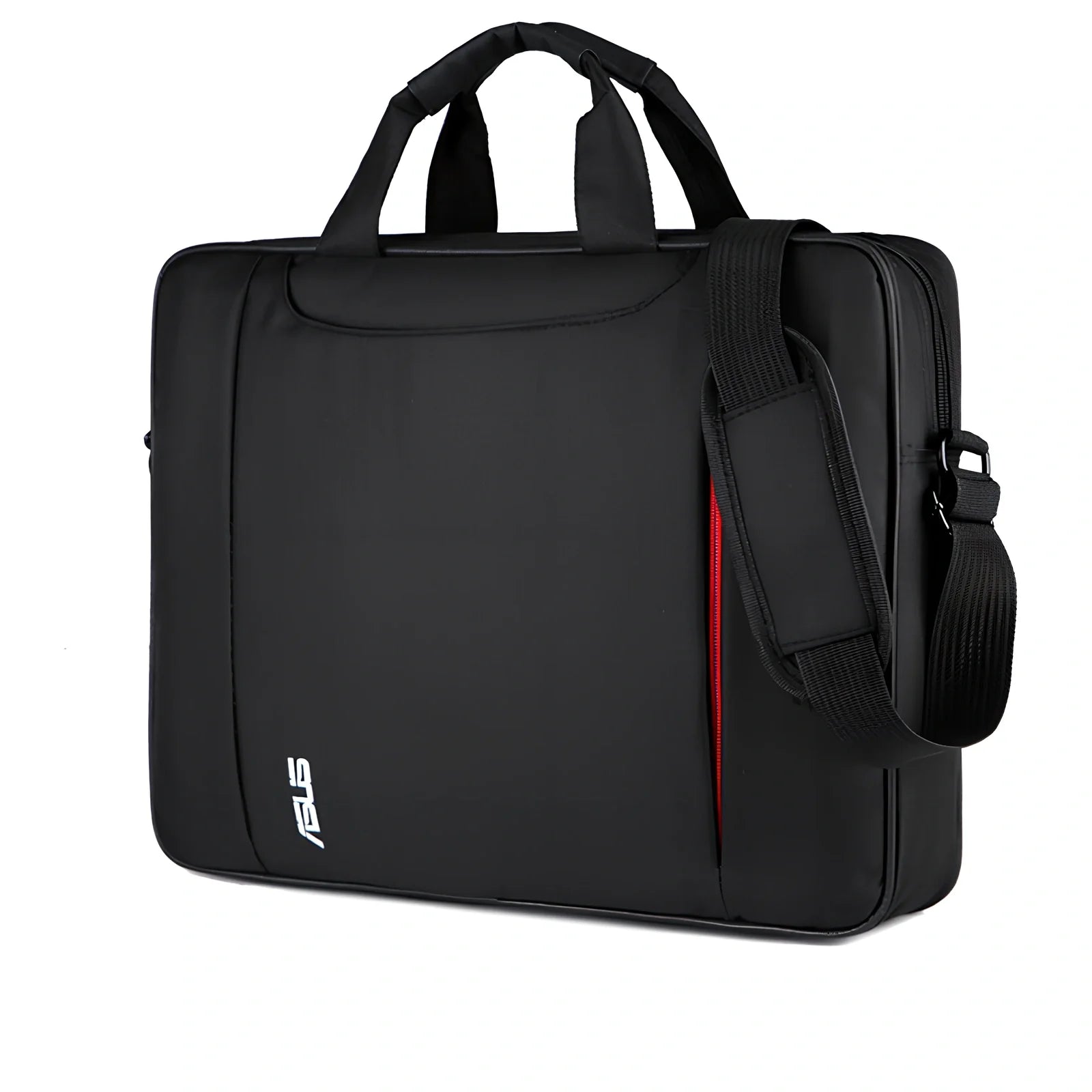 Black diagonal shoulder laptop bag with multiple compartments for 15.6-inch ASUS devices