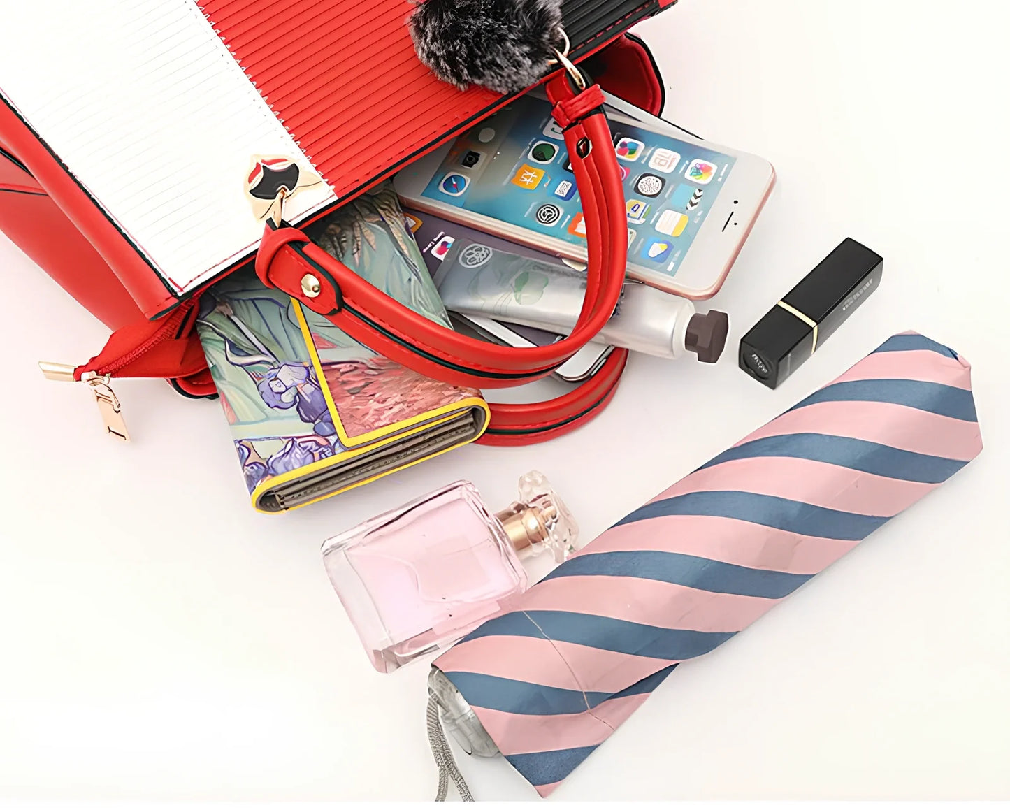 Women's grey PU leather patchwork messenger bag with crossbody strap and magnetic closure