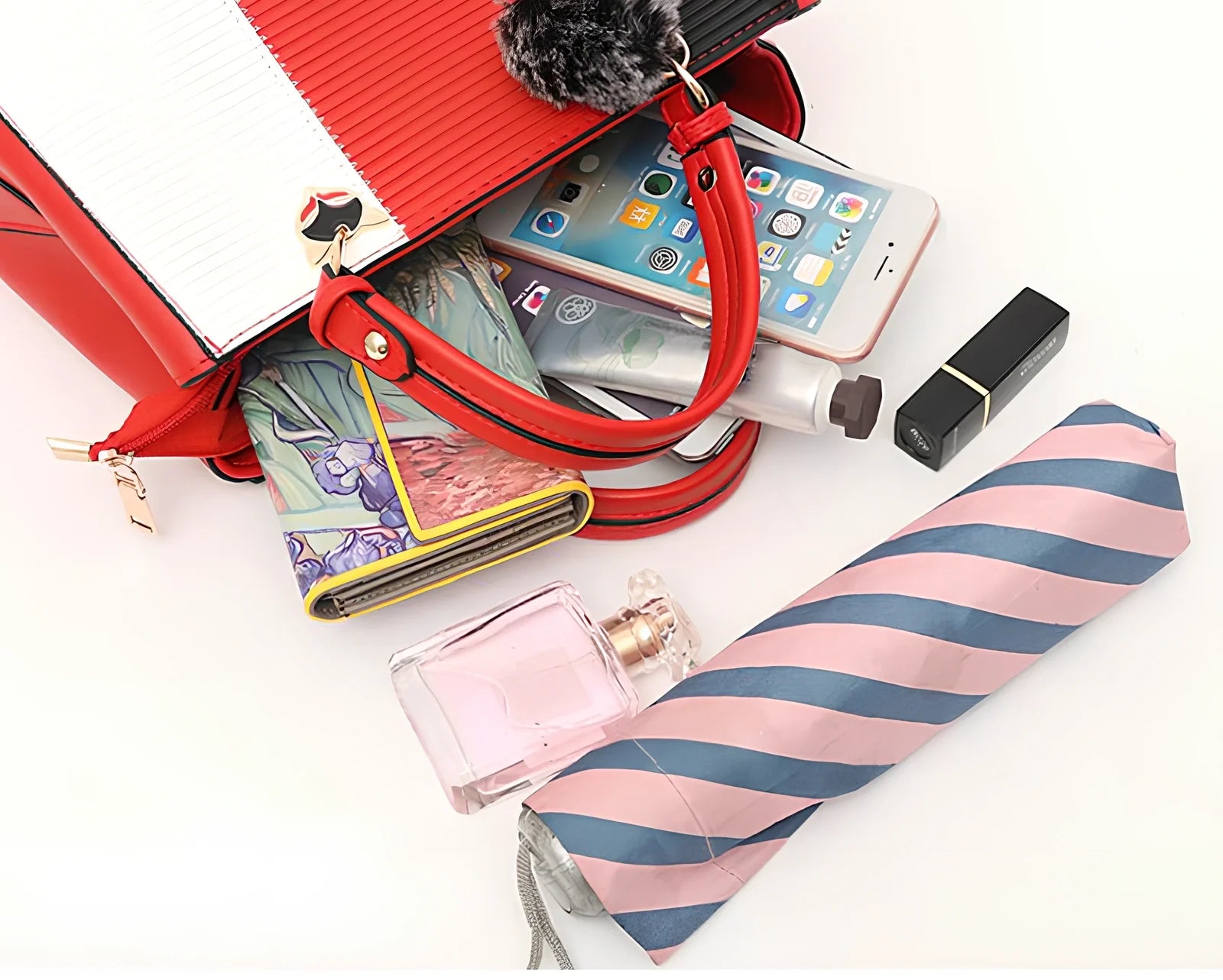 Women's grey PU leather patchwork messenger bag with crossbody strap and magnetic closure