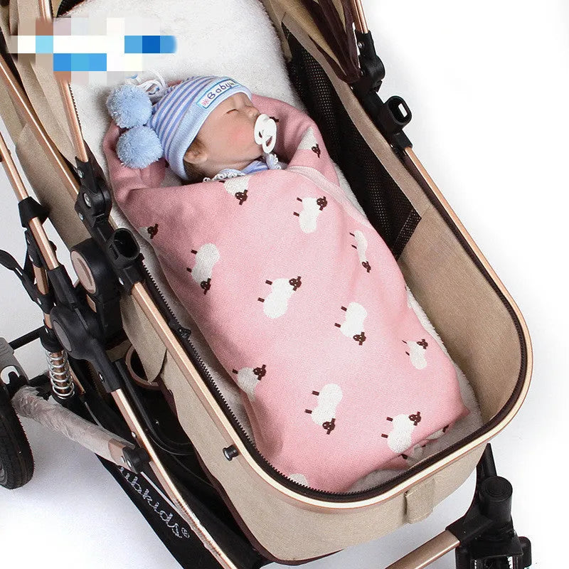 Grey and pink baby sheepskin blanket windproof cover for prams measuring 100 by 80 cm