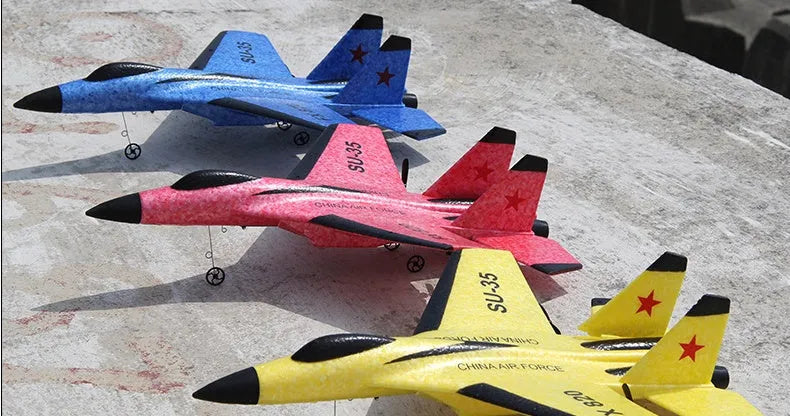 Fixed-wing educational RC plane in blue, 390x280x80mm with 2.4G remote control