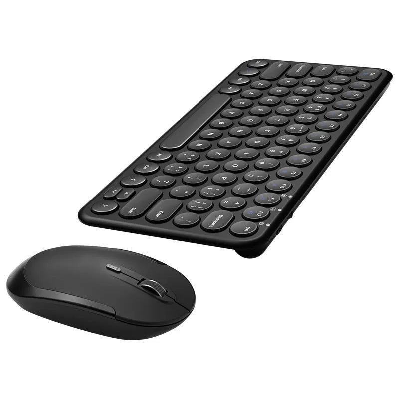 Ultra-thin wireless keyboard and mouse set in black, white or pink colour.