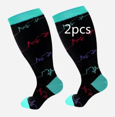 Plus size bamboo compression socks for men and women, offering comfort and support for wide calves.