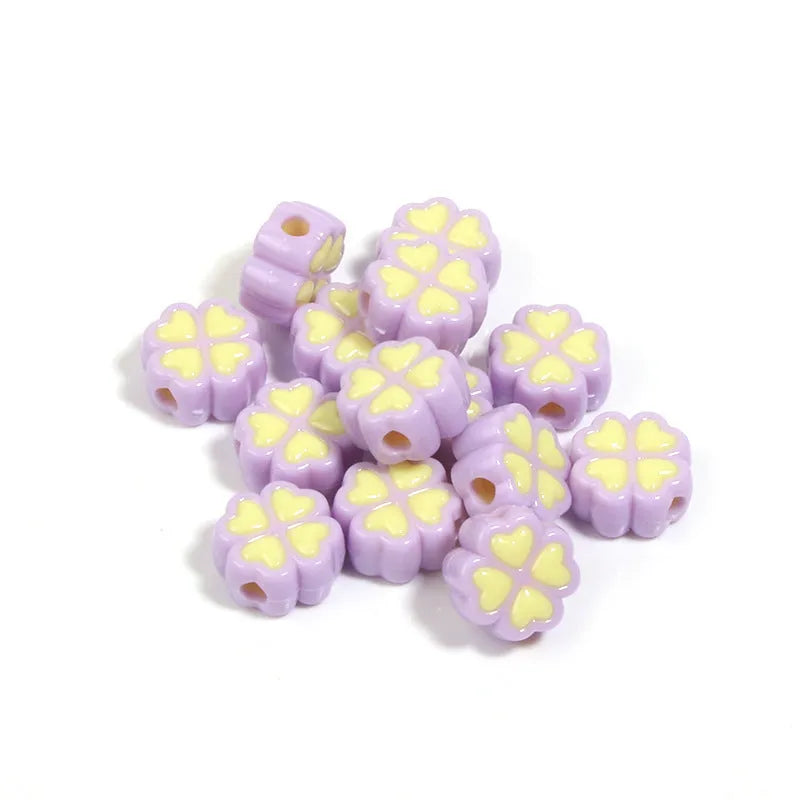 15mm frosted acrylic love clover beads in mixed colours for jewellery making
