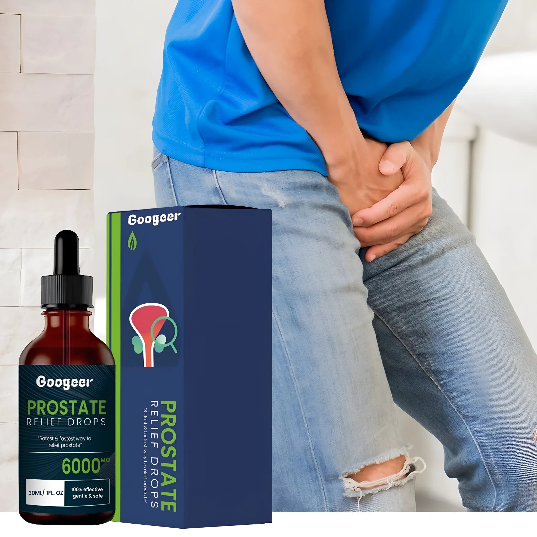 30ml bottle of men's massage oil with nursing dropper for body treatment and physical discomfort relief