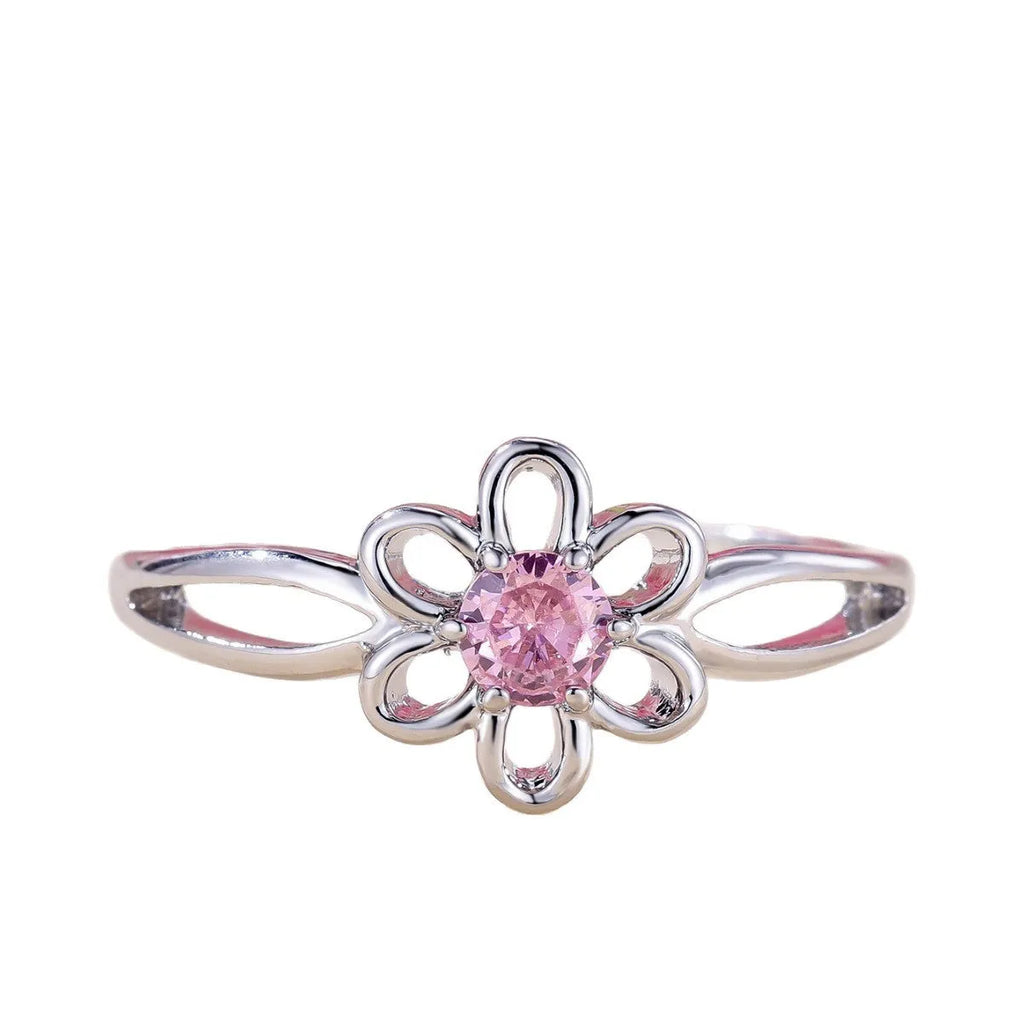 Women's hollowed floral fashion ring in electroplated copper with UK sizes 5-13