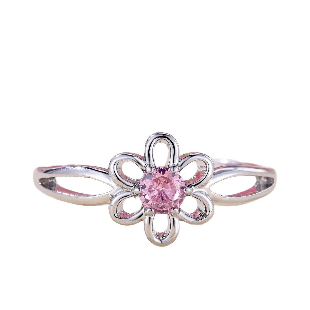 Women's hollowed floral fashion ring in electroplated copper with UK sizes 5-13
