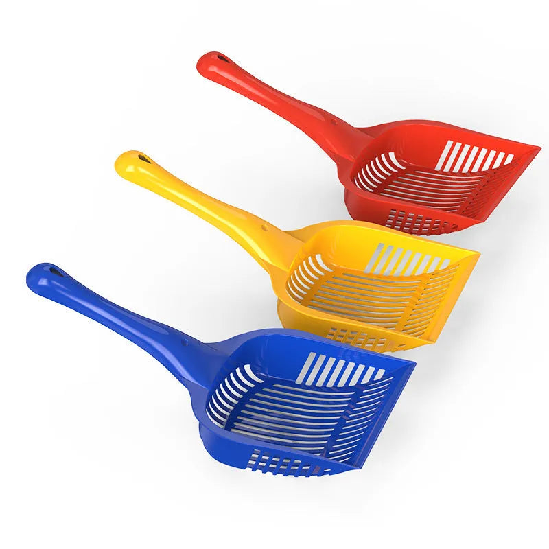 PP plastic cat litter scoop in red, yellow or blue colours, available in small or medium sizes