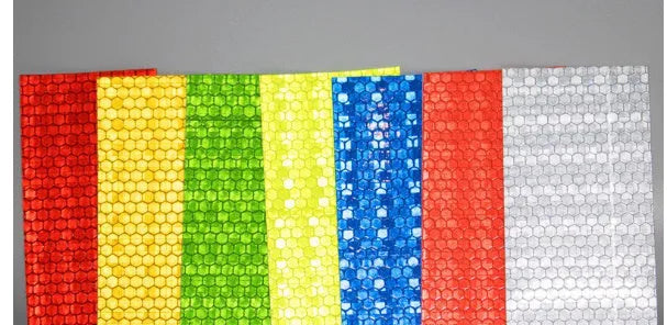 Reflective stripe roll in grass green, 8 metres length, crystal lattice pattern for motorcycle night safety