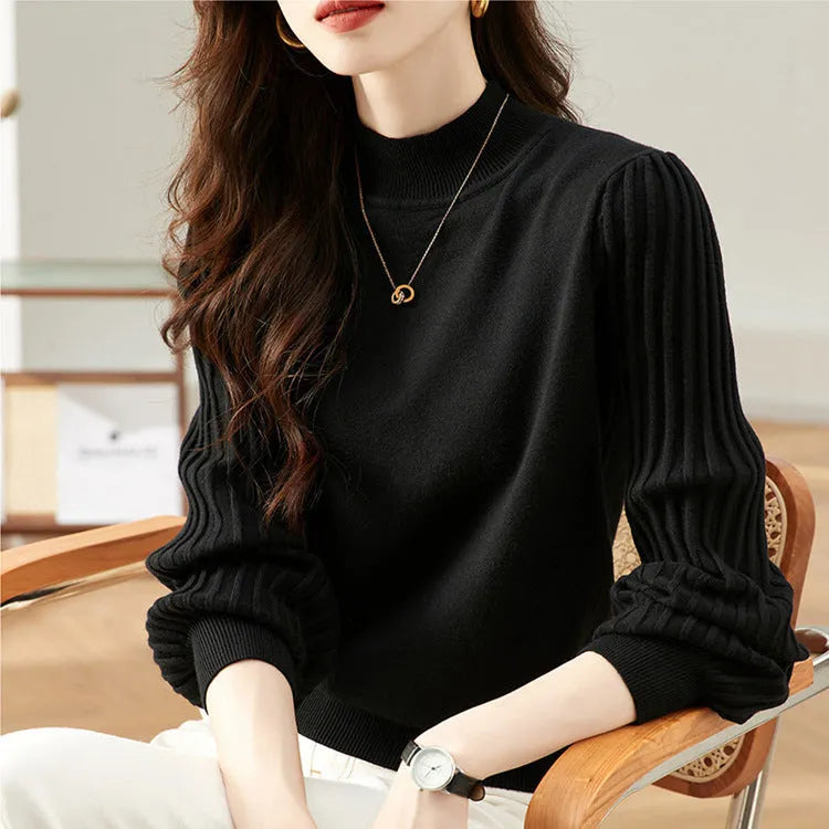 Slim fit half turtleneck shirt in apricot colour, shown as a pullover style top.