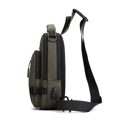 A versatile crossbody backpack for men with multiple pockets and a sleek, square profile for convenient, hands-free carry