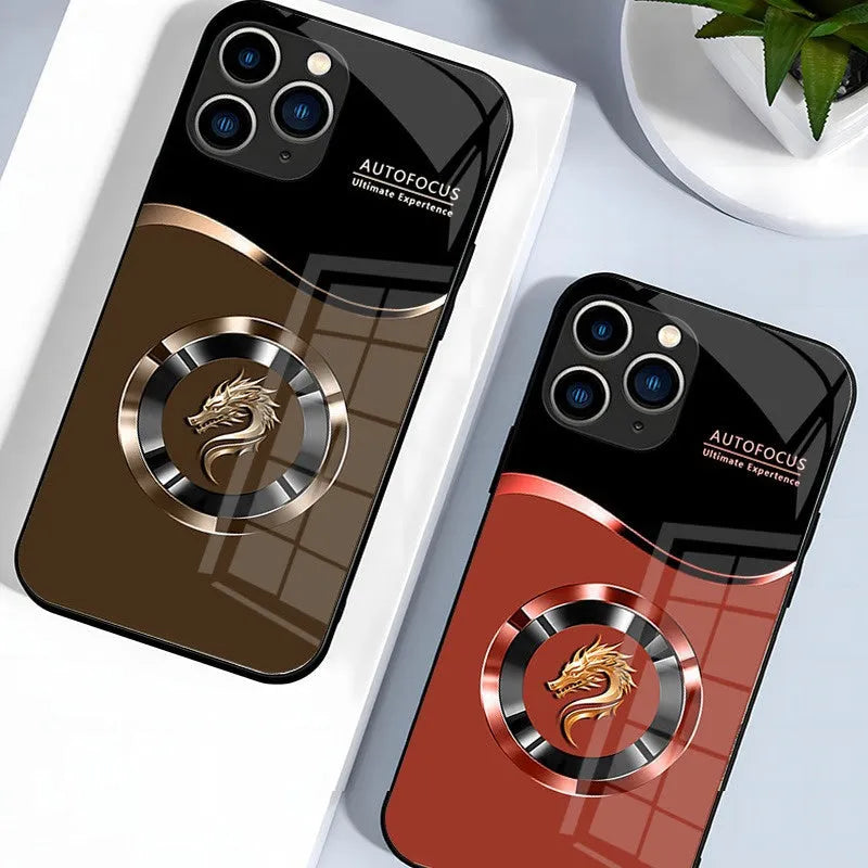All-inclusive drop-resistant metal phone case in Obsidian Black with wave pattern