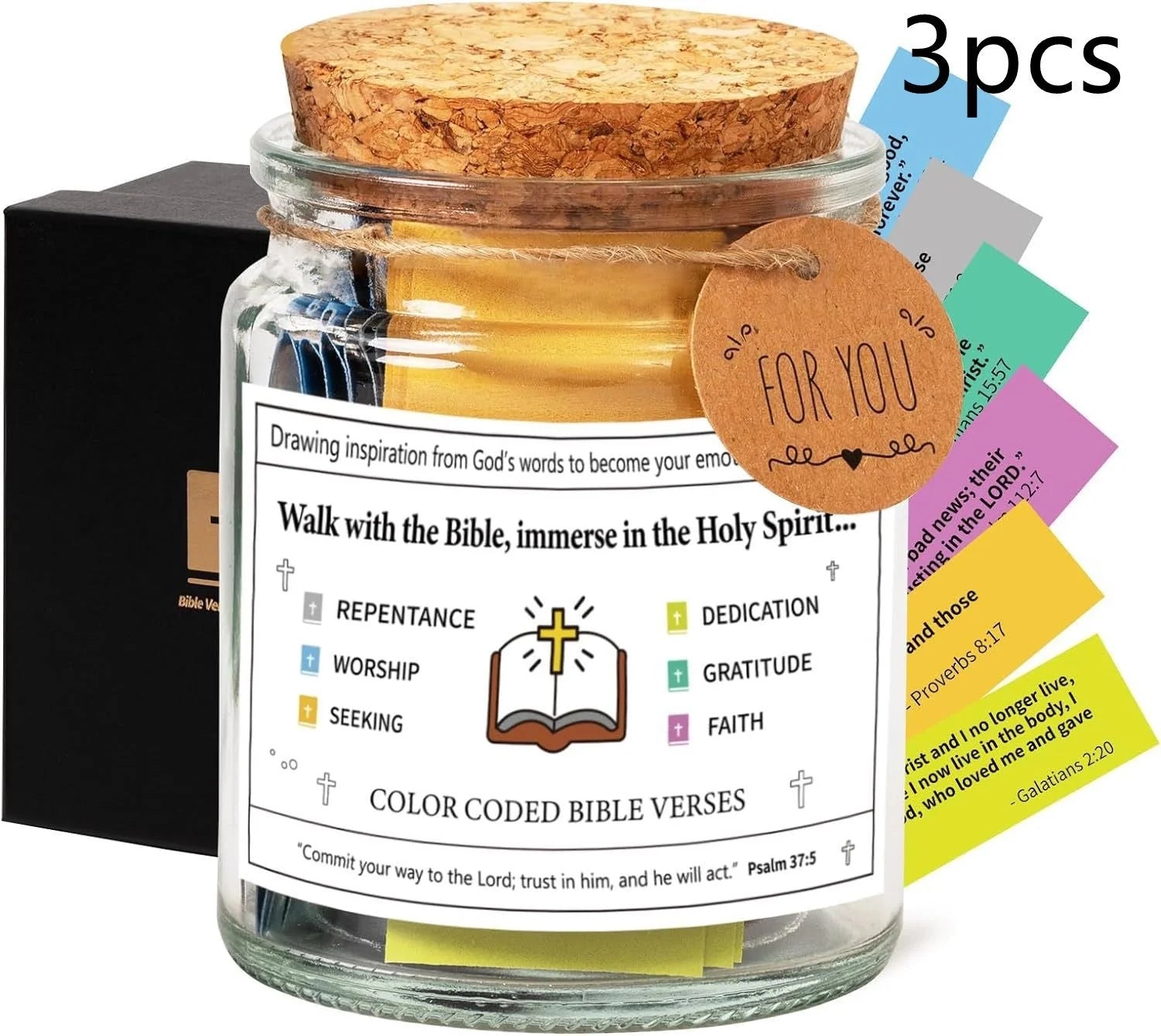 Bible Verses In A Jar 90 Verses Glass Jar with cartoon design for daily inspiration